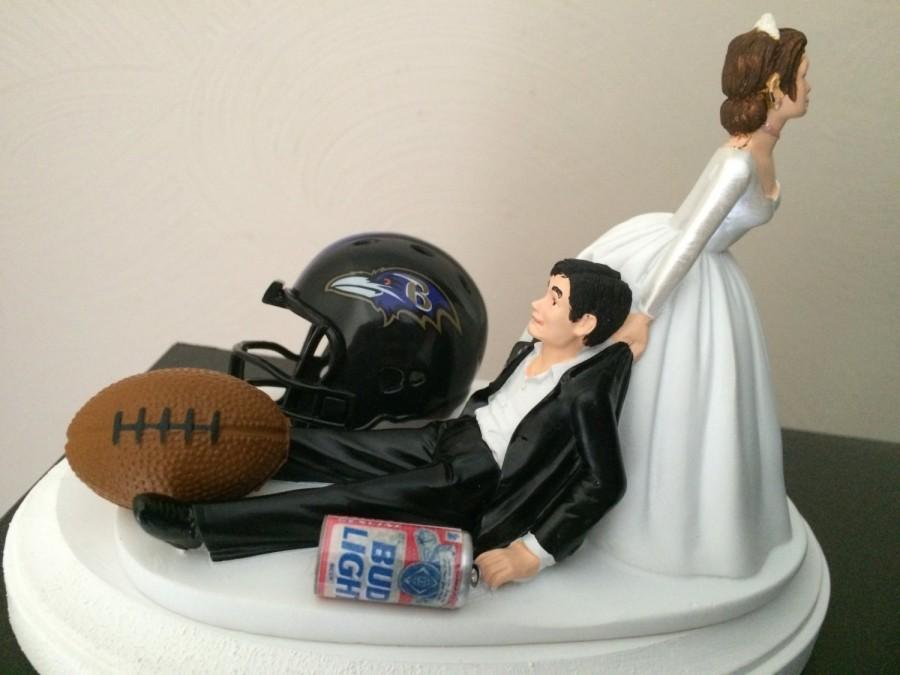 زفاف - Baltimore Ravens Cake Topper Bridal Funny Humorous Wedding Day Football team  Football Themed with matching Bridal  garter