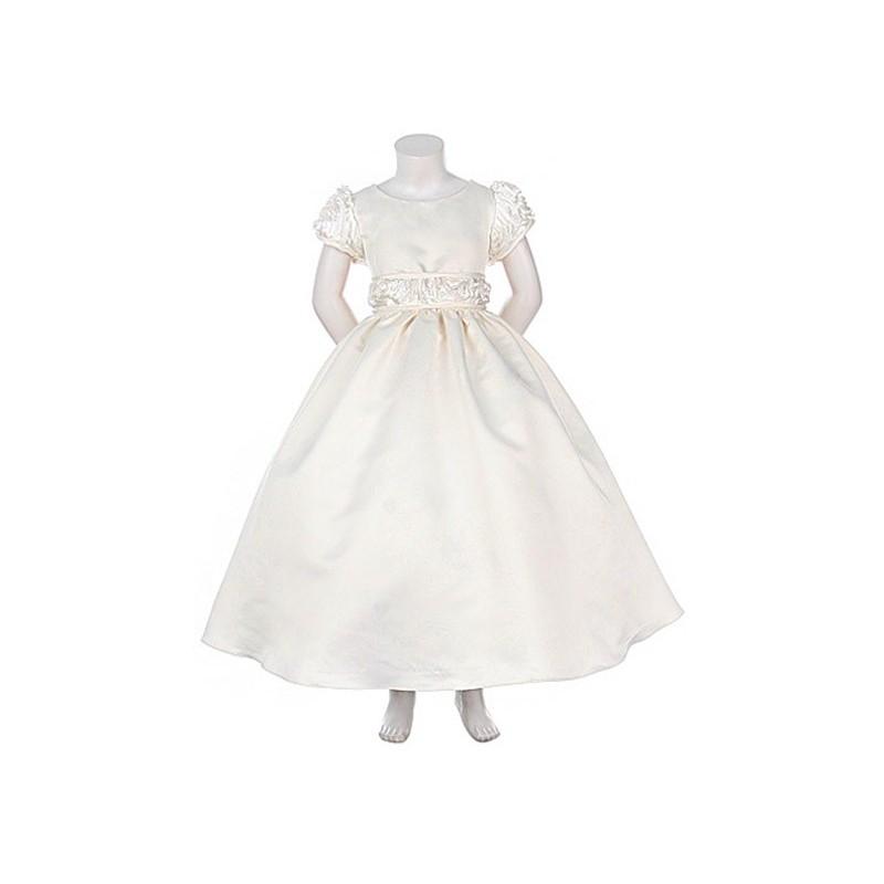 زفاف - Ivory Rosebud Ribbon Embroidered Cap Sleeve Dress Style: D1043 - Charming Wedding Party Dresses