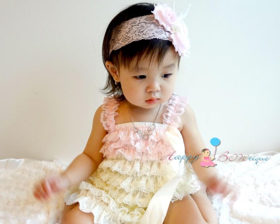 Hochzeit - Flower girl dress- Ivory Blush Pink Lace Dress, Girls dress, baby dress, Birthday outfit, baptism dress,wedding flower girl dress,Pink dress