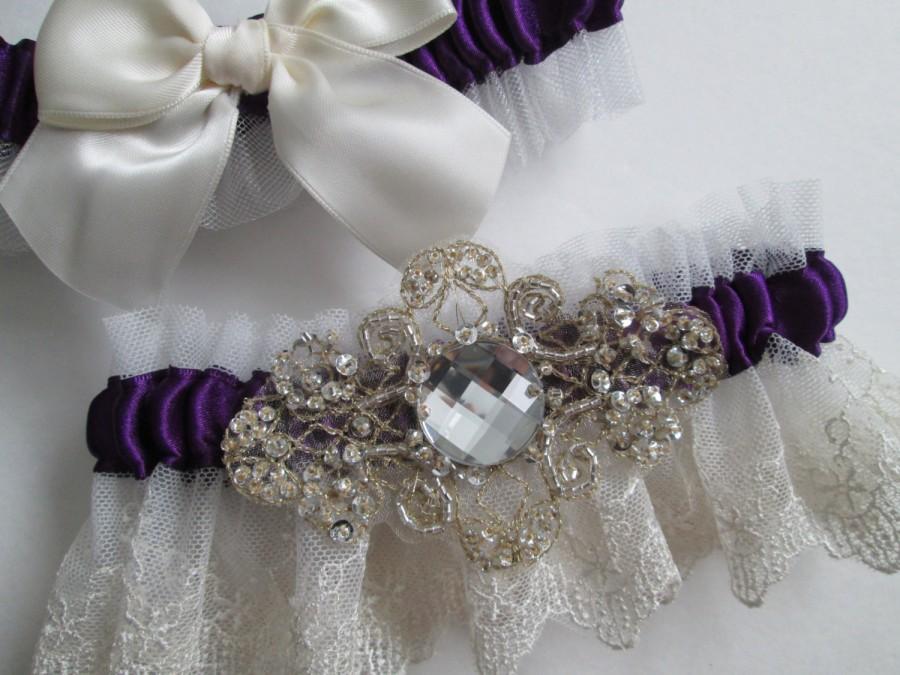 Purple Country Keepsake & Toss Garter Set~Personalized Wedding Garter Set~Country Wedding Garter Set~Bridal Garter Set~Wedding Accessories