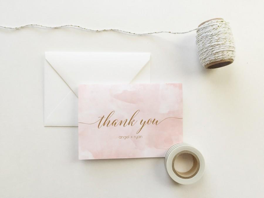 Свадьба - Blush Pink Watercolor Thank You Cards (set of 10) - Personalized thank you cards - thank you cards - custom thank you card