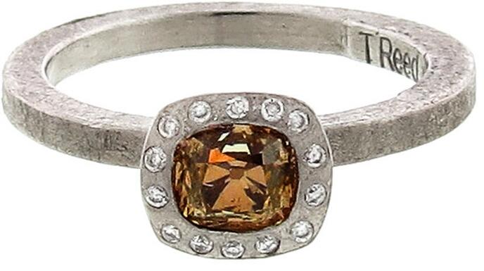 Wedding - Todd Reed Small Square Cognac Diamond Solitaire Ring in Palladium