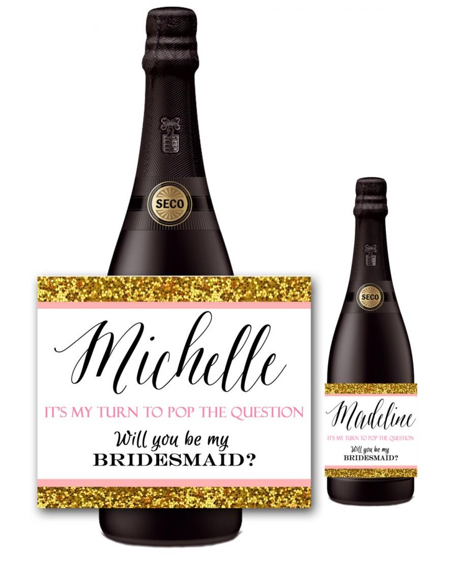 زفاف - Custom Bridesmaid Proposal - Asking Will You Be My Bridesmaid Champagne Bottle Label - Custom Wine Label - Custom Champagne Labels