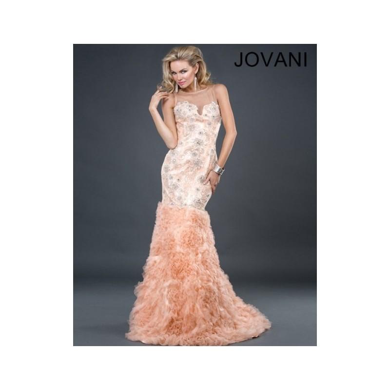 Wedding - 2014 New Style Cheap Long Prom/Party/Formal Jovani Dresses 5808 peach - Cheap Discount Evening Gowns