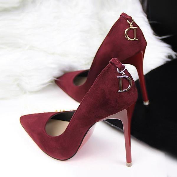 زفاف - ≫∙Women Burgundy High Heel Pumps Dior Inspired Pointed Toe Shoes Wedding Shoes ∙∙≪