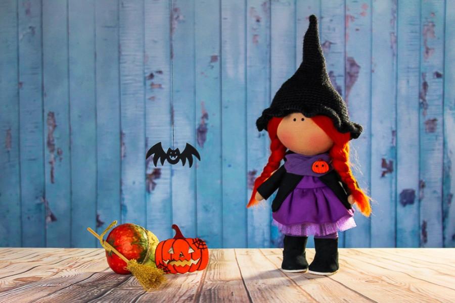 Hochzeit - Witch doll Tara. Halloween doll. Tilda doll. Textile doll. Soft toy.  Сollection La Petite. Сloth doll. Rag doll. Interior doll. Witch broom