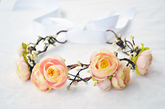 Свадьба - Bridal Hair Wreath Floral Crown Boho Beach Wedding Hair Accessories