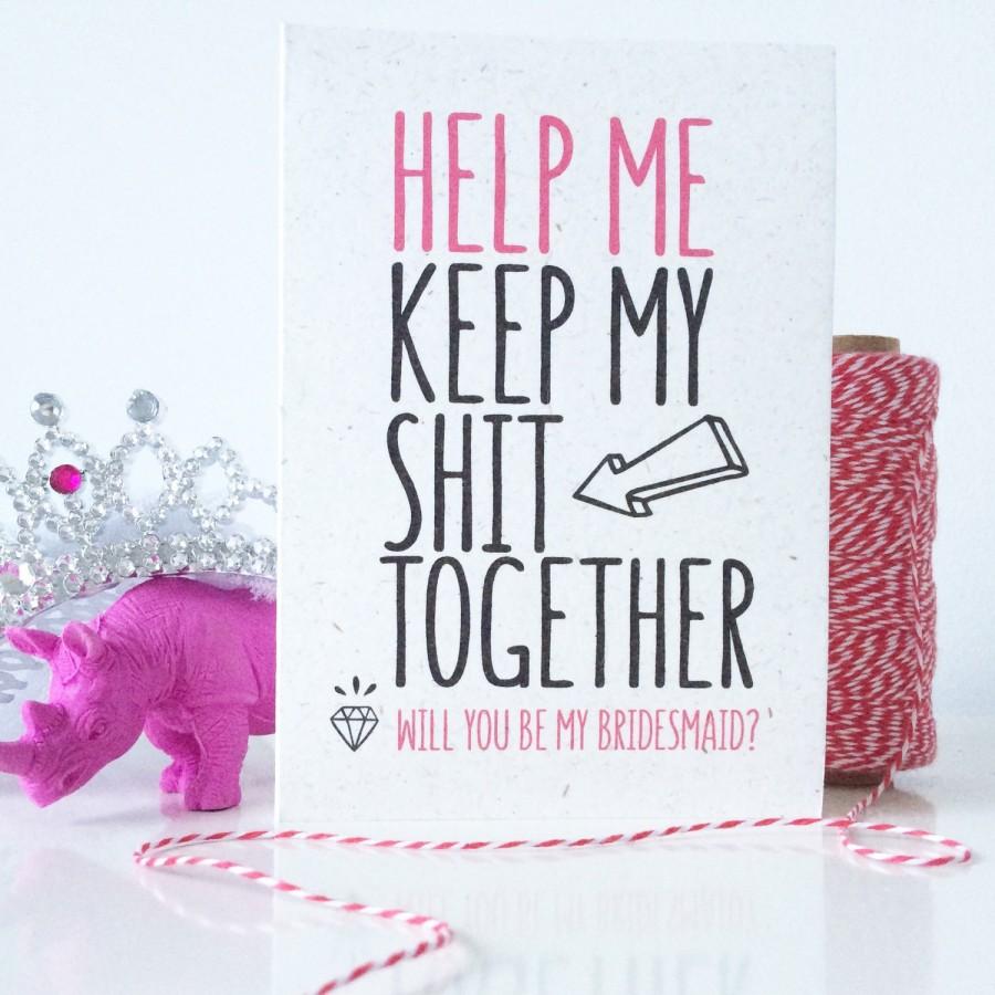Wedding - Bridesmaid Card, Funny, Will you be my bridesmaid card, bride card, recycled card, bridesmaid