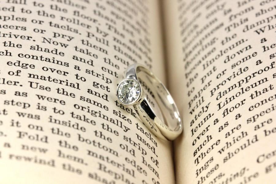 Hochzeit - Low Profile Moissanite Ring - Sterling Silver 14k Yellow, Rose Gold 14k Palladium White Gold 950 Palladium - Engagement Wedding Promise Ring