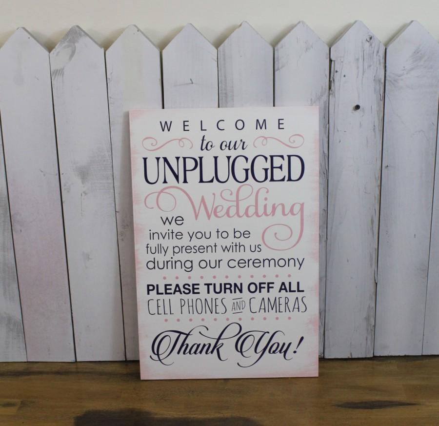 زفاف - Wedding Sign/Unplugged Wedding Sign/Turn Off Cell Phones/Cameras/Ceremony Sign/Wood Sign/Large Sign/U Choose Colors/Pink/Navy