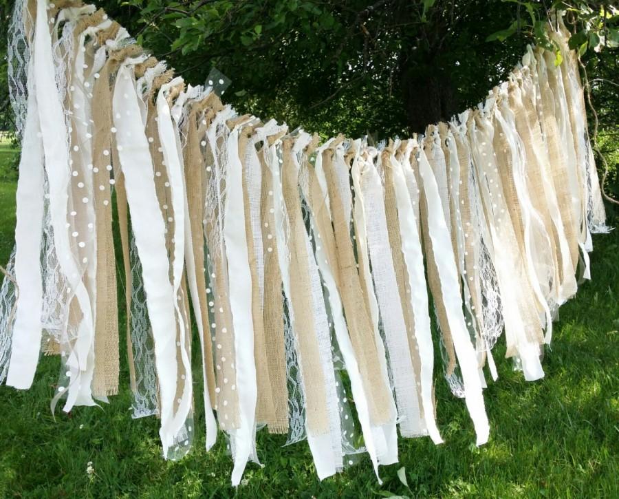 #J21 60" baby shower curtain burlap lace Garland decor nursery wedding farmhouse 