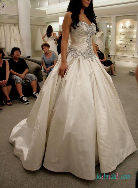 Wedding - Luxury Crystals sweetheart satin wedding dress