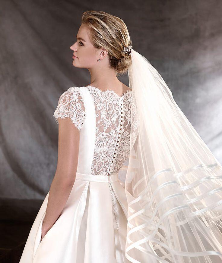 Hochzeit - Pronovias > OTELO - Wedding Dress In Mikado And Lace.