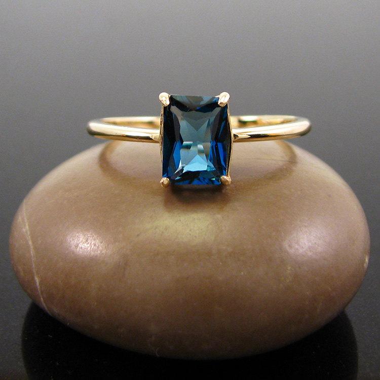 زفاف - London topaz ring, london blue topaz 14 gold ring - size 6 7 8 9 london blue ring - blue topaz - topaz ring 7x5 mm solid gold