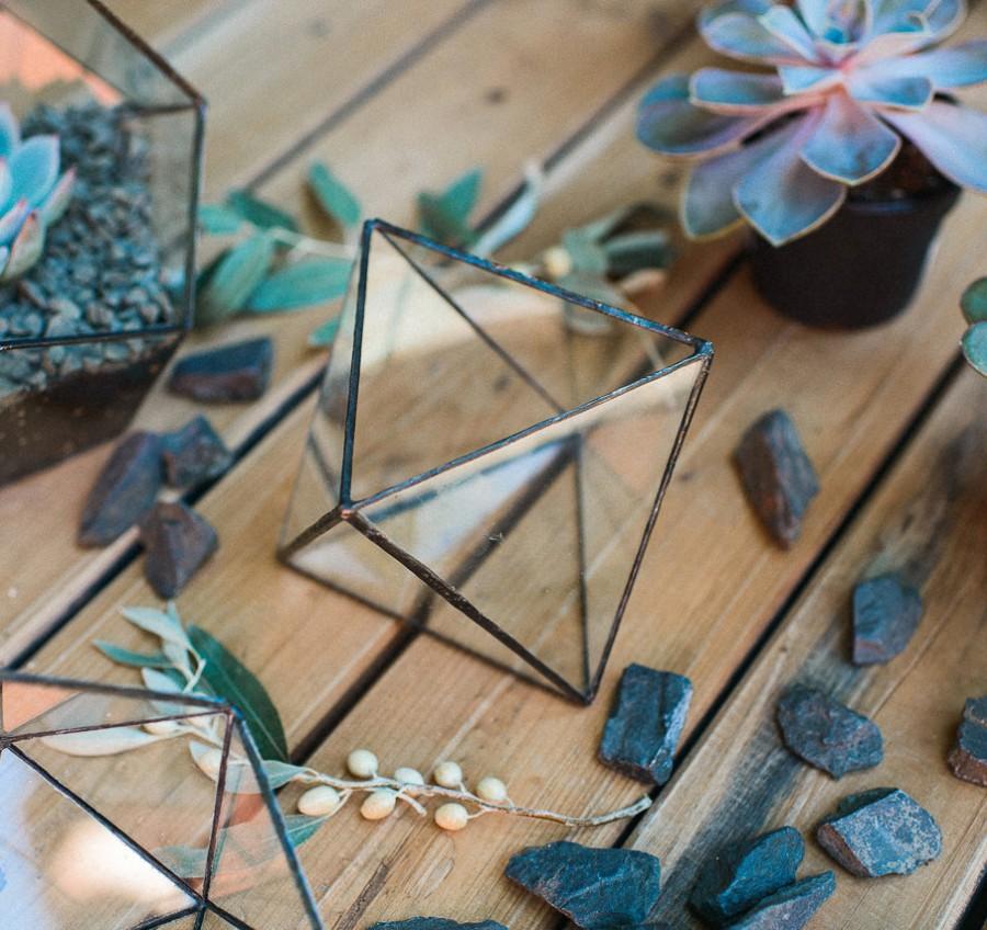 Wedding - Glass geometric florarium - Handmade Geometric Terrarium - Glass Octahedron - Glass Planter- Home decor - Wedding table decor