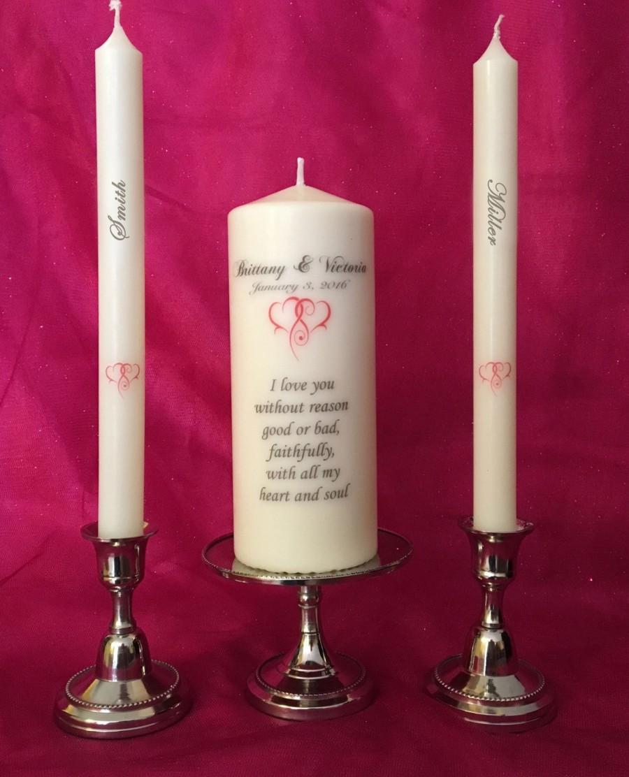 Wedding - Personalized Wedding Unity Candle with Tapers