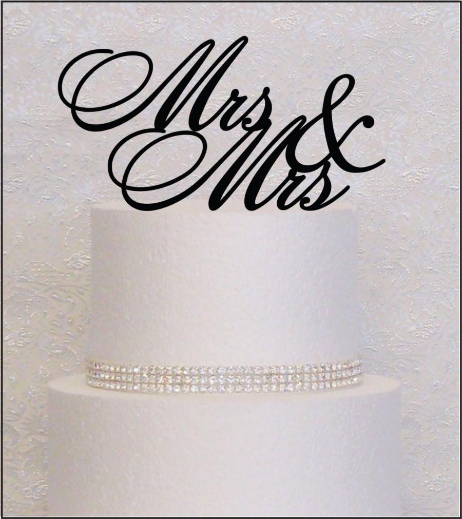 Hochzeit - Mrs and Mrs Monogram Wedding Cake Topper in Black, Gold, or Silver