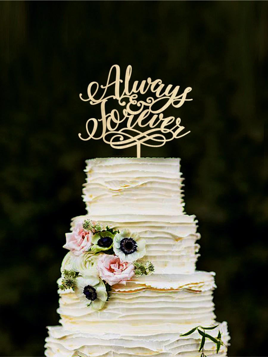 Mariage - Wedding Cake Topper Always & Forever Unique Wedding Cake Topper Wood Rustic Cake Topper Gold cake Topper