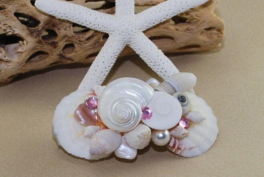 Свадьба - Seashell Hair Barrette Beach Hair Accessories Seashells Mermaid Starfish Hair Clip Beach Fashion By The Sea Gifts For Her