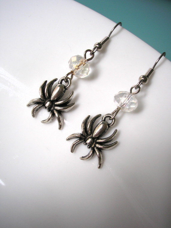Hochzeit - Spider Earrings, Halloween Earrings, Gothic Jewelry, Gothic Earrings, Halloween Spiders, Gifts For Her, Christmas Gift, Gifts For Women