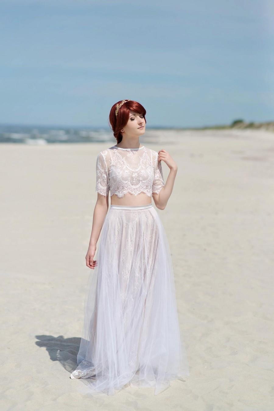 زفاف - Alexandra - crop top wedding dress / bohemian wedding dress / two piece wedding dress / beach wedding dress / boho wedding dress