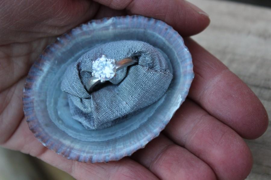 Wedding - Beach Proposal, Engagement Ring Box, Sea Shell, Organic, Natural, Beach, Nautical, Unique, Engagement Gift, Shell Ring Box, Shell Ring Dish