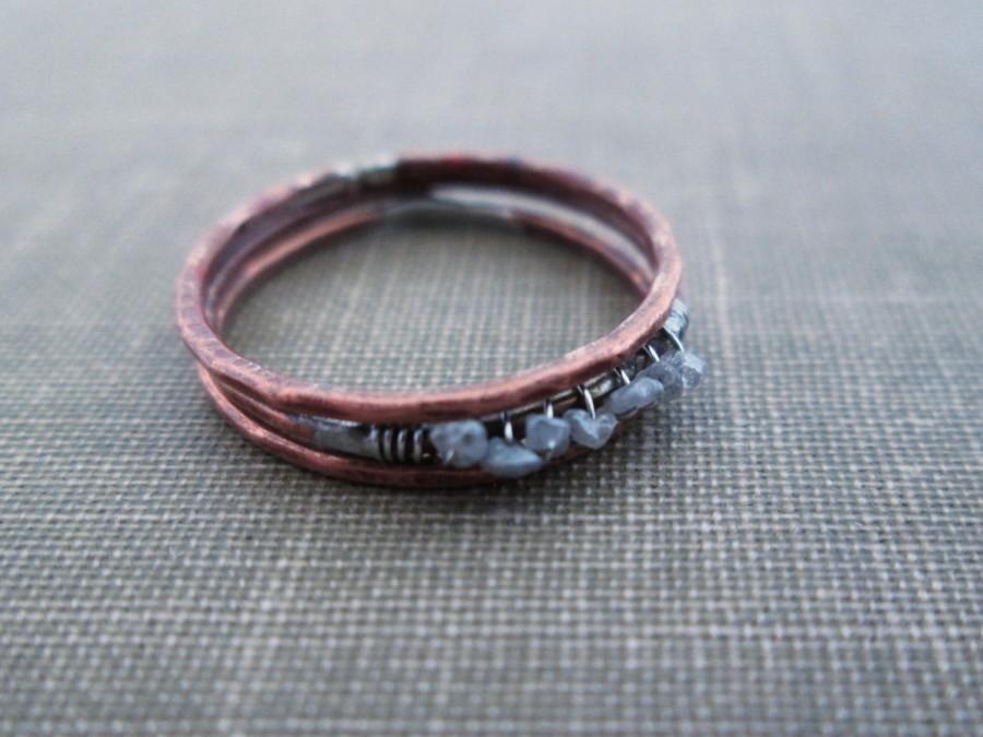 زفاف - Ultra Thin Raw Diamond Ring // Uncut Diamond Ring // Raw Diamond Stacking Ring Set // Rough Gemstone Ring // Thin Uncut Diamond Ring