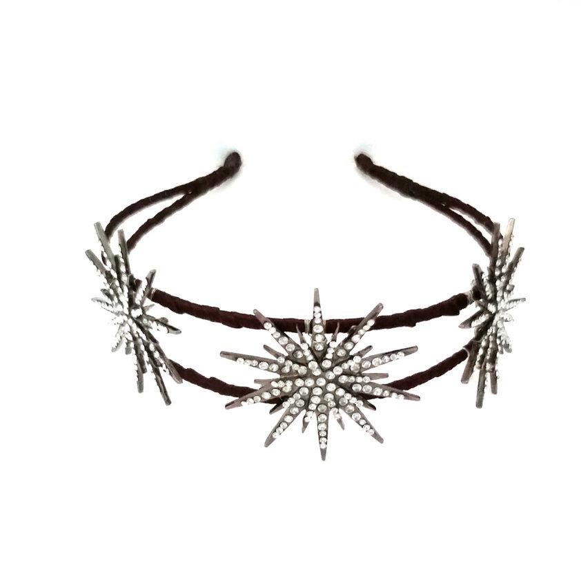 Hochzeit - Deco star crown, silver rhinestone star headpiece, Deco bridal headpiece, star headband