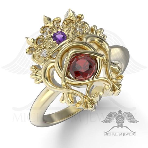 Mariage - Scottish Luckenbooth ruby amethyst ring, Custom order, Custom made, ***Made to Order - 94764