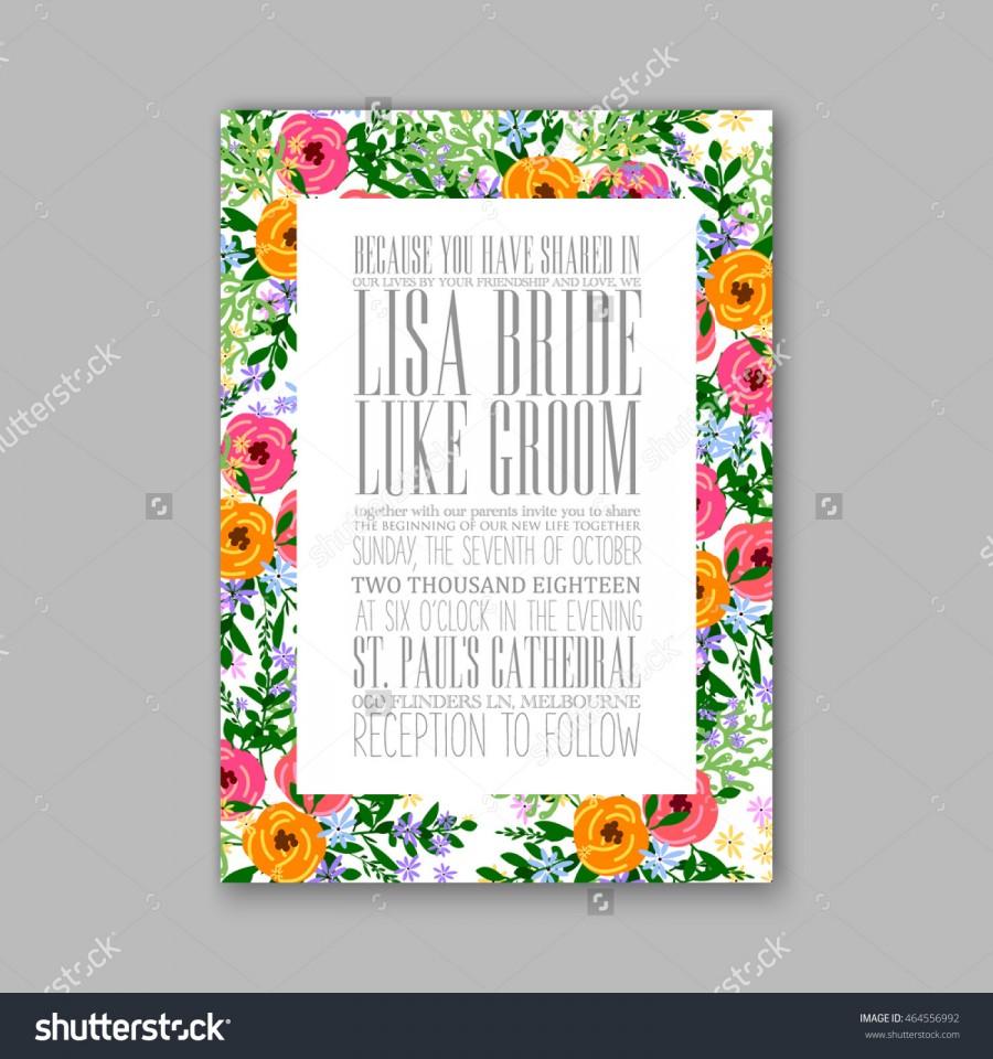 Mariage - Wedding invitation or card with tropical floral background. Greeting postcard in grunge retro vector Elegance pattern with flower rose illustration vintage style Valentine's day card Luau Aloha