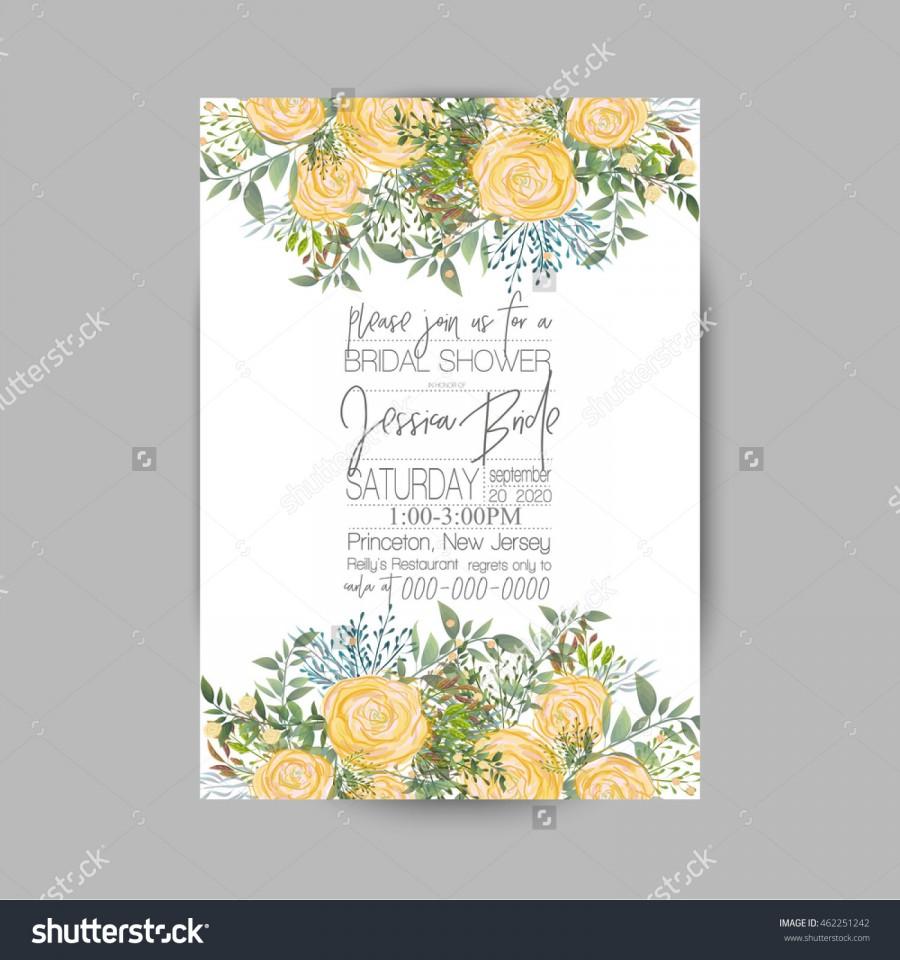 Wedding - Wedding invitation template.Sweet wedding bouquets of rose, peony, orchid, anemone, camellia,and eucalipt leaves. Vector design elements.