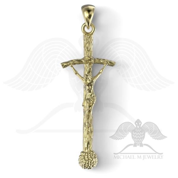 Wedding - Pope Catholic Cross pendant 14k yellow gold, custommade, handmade, made to order - 091