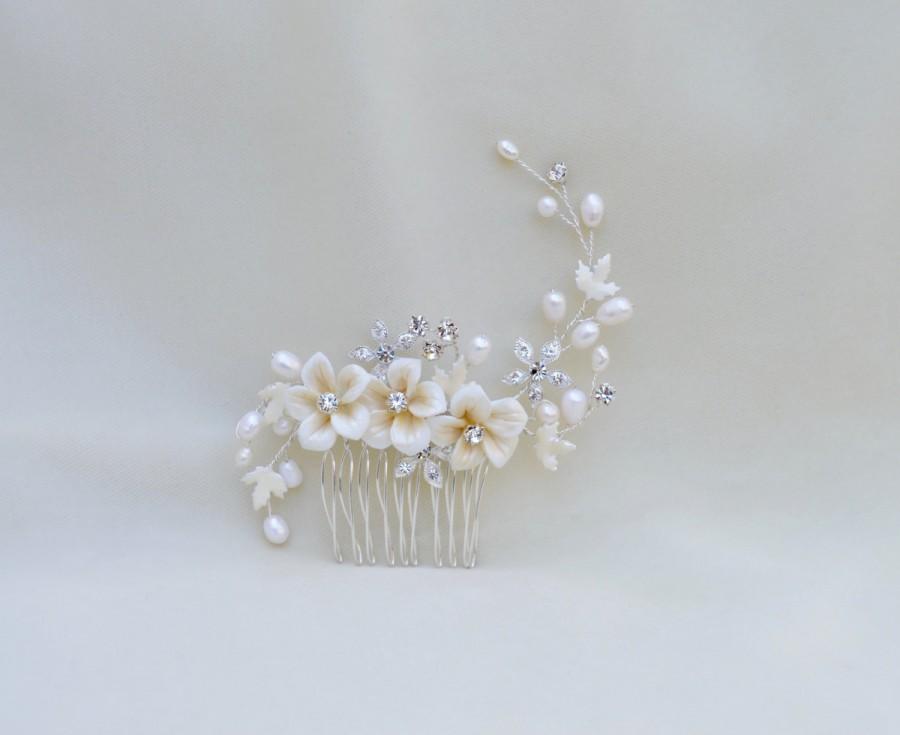 زفاف - Bridal Pearl & Crystal Hair Comb / Wedding Headpiece / Handmade Bridal Comb / Vintage Inspired Downton Abbey Hair Comb