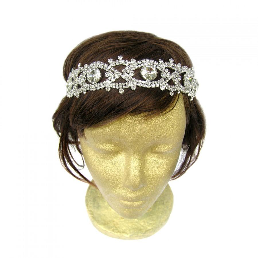 Wedding - 1920 Headpiece, Wedding Accessories, Great Gatsby Headpiece, Flapper Headband, Bridal Headpiece, 20s, Rhinestone Hair Jewelry