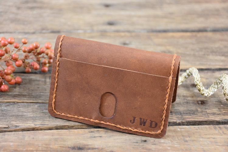 Hochzeit - Minimalist Wallet Mens personalized - Personalized mens leather Wallet, Boyfriend leather Gift, Leather Men Wallet, NiceLeather-NL102