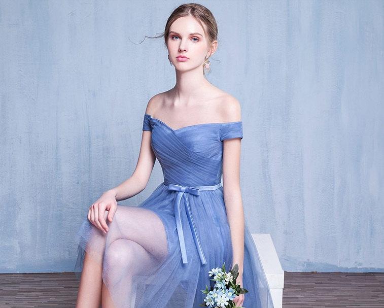Wedding - Blue Dress, Vintage Prom Dress,Evening Dress, Bridesmaid Dress, Gown