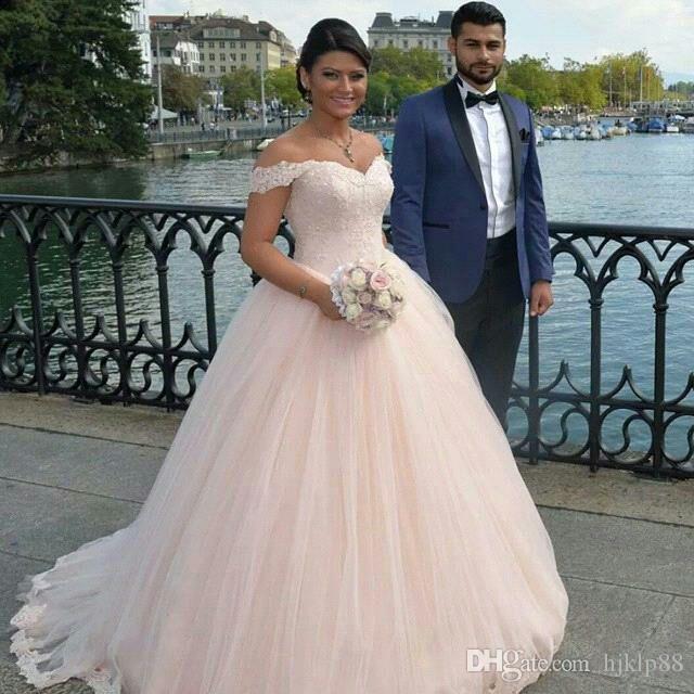Wedding - Custom-Made New Off-shoulder Wedding Dresses Bridal Gowns Applique Tulle And Lace Train Wedding Dresses Lace Wedding Dresses 2016 Wedding Dresses Online with 173.15/Piece on Hjklp88's Store 