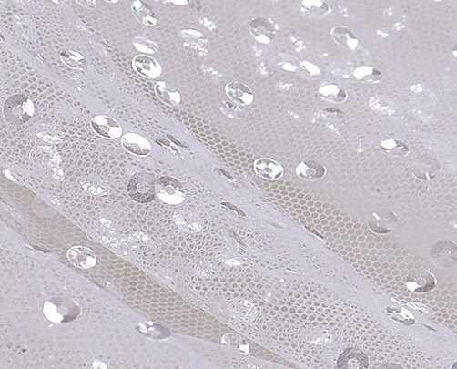 Wedding - Sequin Beaded Tulle Fabric, Mesh Fabric for bridal dress, Tutu, Craft, 55 inches Wide, 1/2 Yard