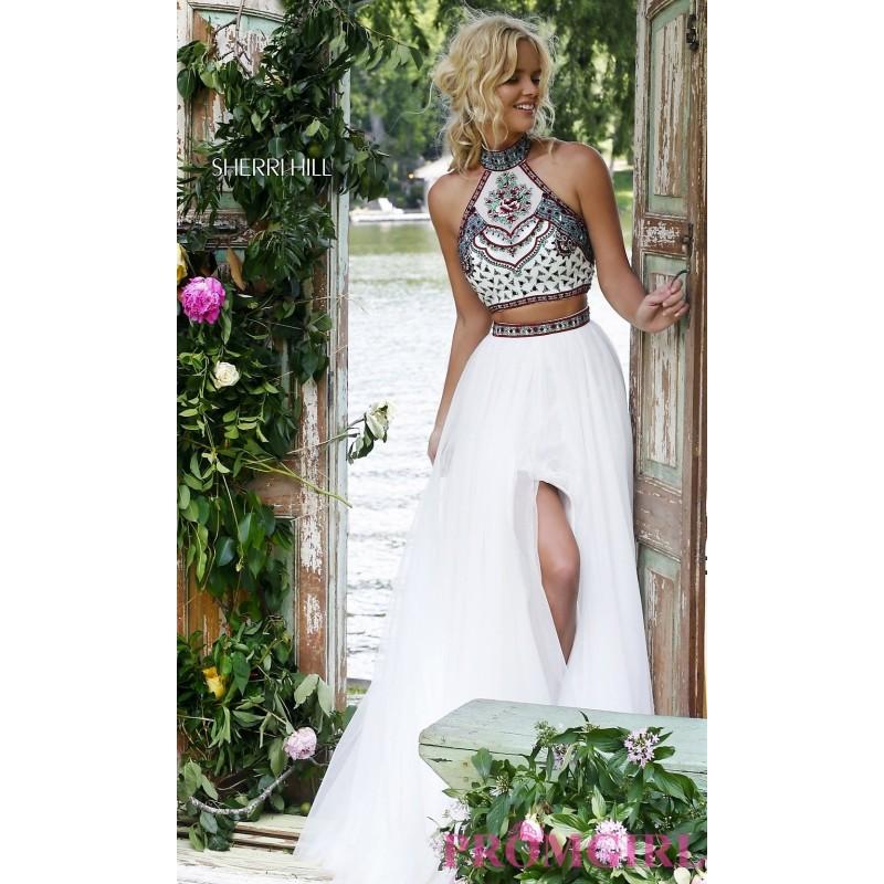 Wedding - Sherri Hill Two Piece Dress with Embroidered Top - Discount Evening Dresses 