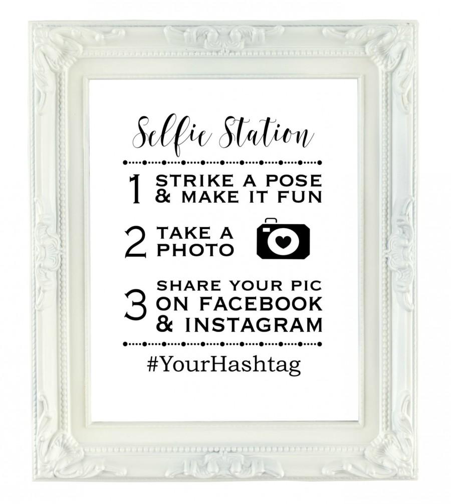 Hochzeit - Custom Selfie Station Sign, Wedding Hashtag Sign, Digital Hashtag Sign, Printable Wedding Sign, 8x10 Custom Printable Party Sign