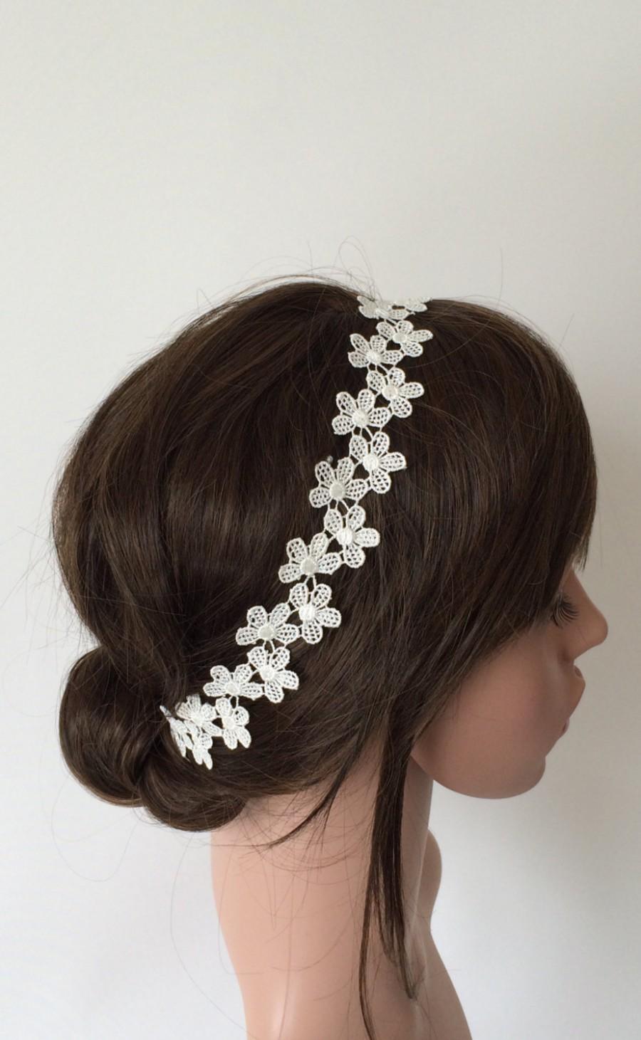 Mariage - Bridal Headband, Lace Flower Headband, Wedding Hair Wrap, Lace Hair Jewelery, Bridesmaid Headpiece, Hairband, Women's Gift, ReddApple