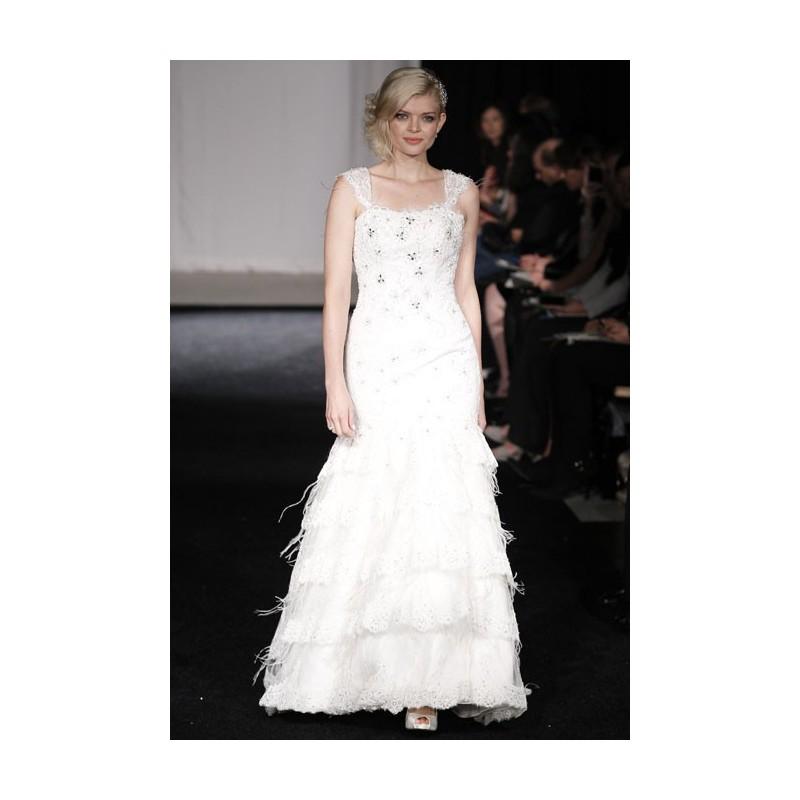 Hochzeit - Simone Carvalli - Fall 2012 - Bailee Sleeveless Lace A-Line Wedding Dress with Beaded Details and Feathers - Stunning Cheap Wedding Dresses