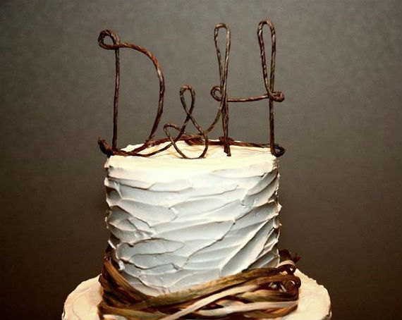 زفاف - Rustic Initials Cake Topper , Personalzied Wedding Cake Topper, Shabby Chic Monogram Wedding Cake Topper, Custom Rustic Wedding Cake Topper