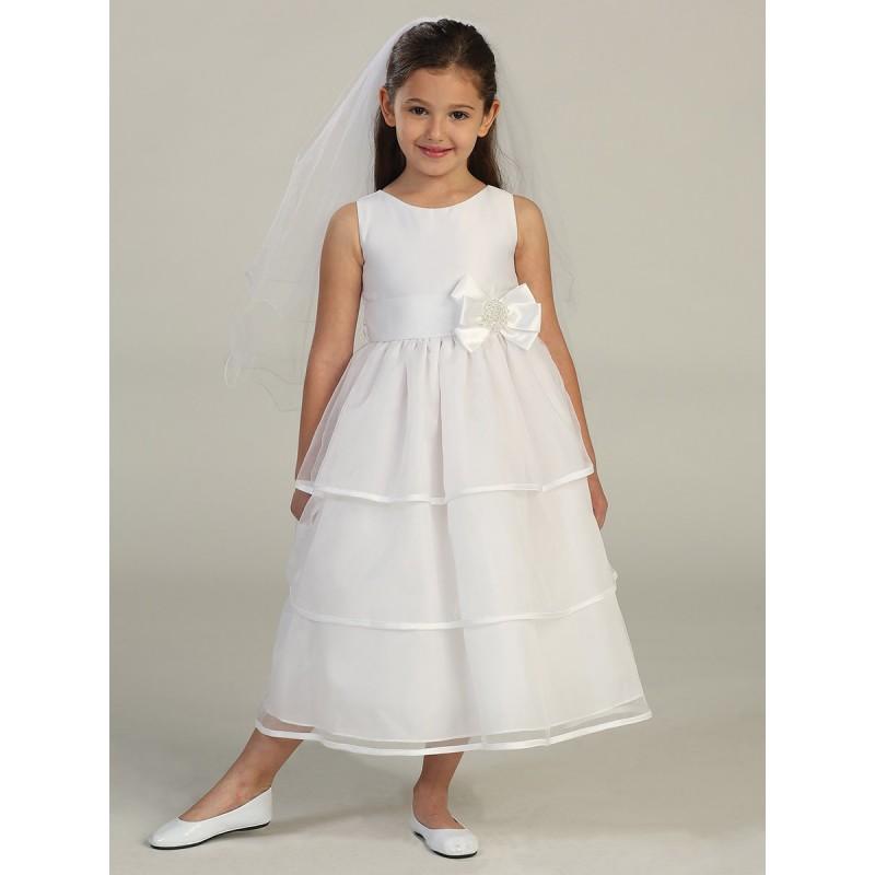زفاف - White Satin Bodice w/ Tiered Organza Skirt Dress Style: DSK410 - Charming Wedding Party Dresses