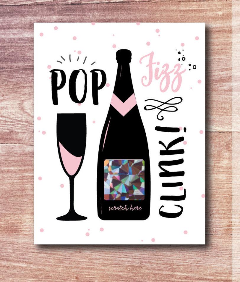 Свадьба - Pop. Fizz. Clink! Will you be my Bridesmaid Scratch Off // Maid of Honor? Card // Funny Will you be my Bridesmaid Card //
