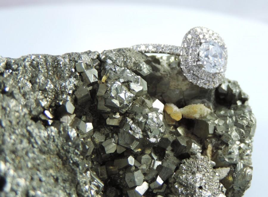 زفاف - Gift for her, Diamond Engagement Ring, 2.00 carat Round cut D SI1 Diamond Solitaire, with Accents 14k White Gold, Wedding Ring.