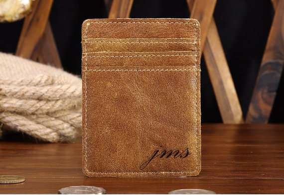Mariage - ID Card Wallet, Personalized ID Card Case, Leather ID Card Holder, Credit Card Handmade Wallet