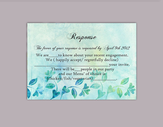 Wedding - DIY Rustic Wedding RSVP Template Editable Word File Instant Download Rsvp Template Printable RSVP Cards Blue Rsvp Card Floral Rsvp