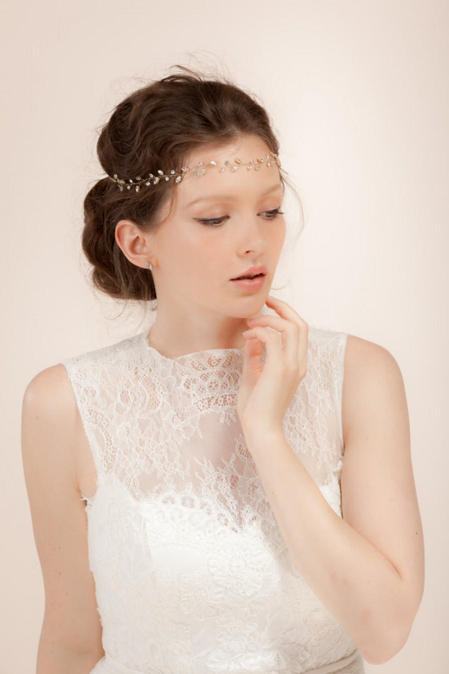 Свадьба - Bridal hair vine , bohemian wedding headpiece, simple crystal hair vine with Swarovski crystals, crystal headband  --  Style 327