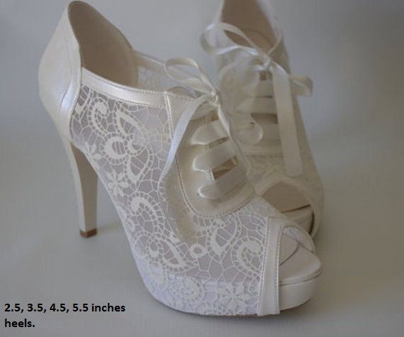 Wedding - Wedding Shoes, Bridal Shoes, Bridesmaid Shoes, Bride Shoes, Handmade Shoes, GUIPURE Lace Wedding Shoes , Choose Heel Height And Color #8445
